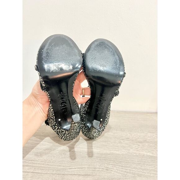 Stuart Weitzman Sam Pave Embellished Ankle Strap Strappy High Heel Black Women 6 - Picture 6 of 6